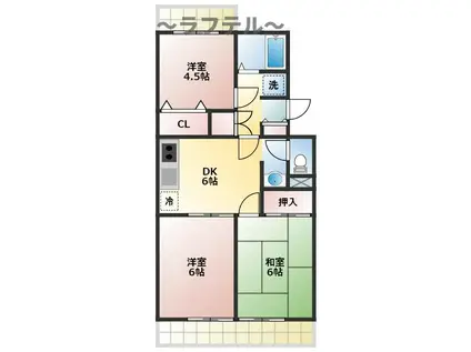 ルネッサンス小手指II号館(3DK/3階)の間取り写真