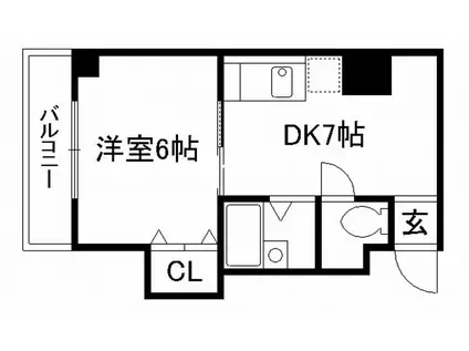 ルミナス錦(1DK/5階)の間取り写真