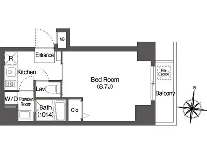 エスタート両国(1K/2階)の間取り写真