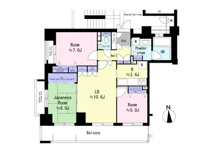 エスリード高田市駅南(3LDK/5階)の間取り写真