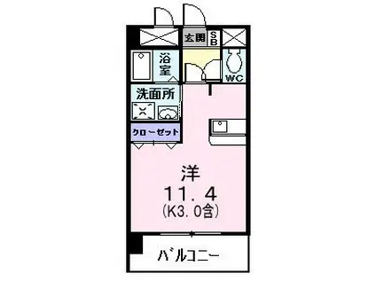 ソレイユ南田園(ワンルーム/5階)の間取り写真