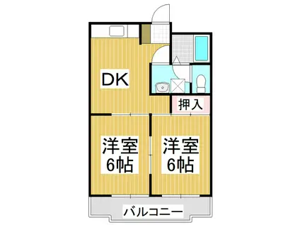 ハイツ山岸(2DK/1階)の間取り写真