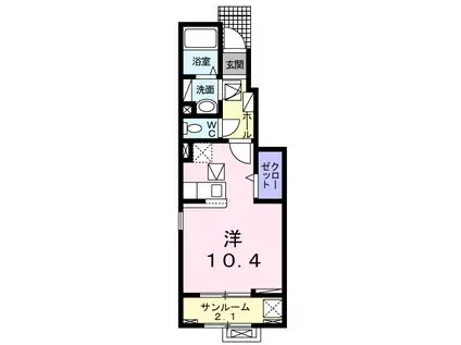 クエストKT(ワンルーム/1階)の間取り写真