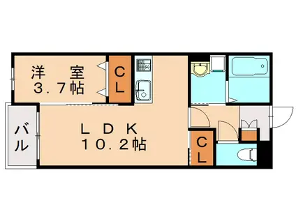 カーサガーデン相生町(1LDK/2階)の間取り写真