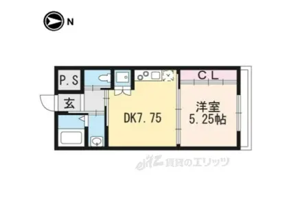 フォルトゥーナ毘沙門町(1DK/3階)の間取り写真