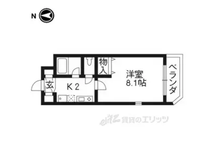 プレミール車道(1K/1階)の間取り写真