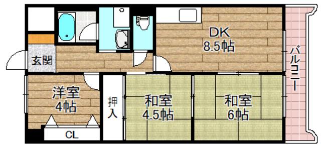 エトワール長岡京(3DK/2階)の間取り写真