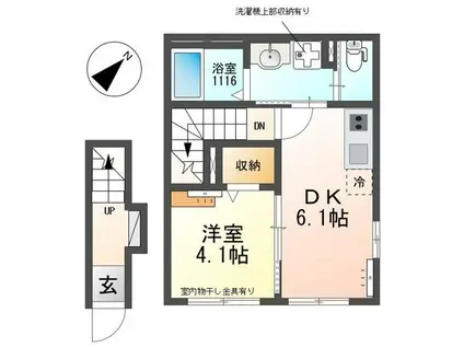 PLUMERIA TSUDANUMA(1DK/2階)の間取り写真