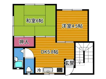 ハイツJ&M(2DK/2階)の間取り写真