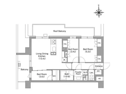 コンフォリア・リヴ大森西(3LDK/8階)の間取り写真