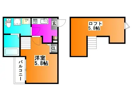 ENSOLEILLE(1K/2階)の間取り写真
