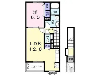 クレスト コート A(1LDK/2階)の間取り写真