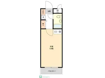 ライオンズマンション清瀬第2(1K/2階)の間取り写真