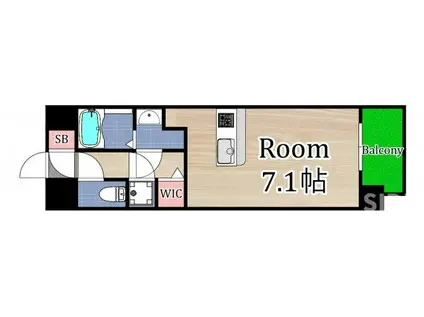 レジュールアッシュ桜宮エクシード(1K/7階)の間取り写真