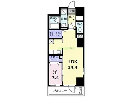 榴ヶ岡YSコート(1LDK/2階)の間取り写真
