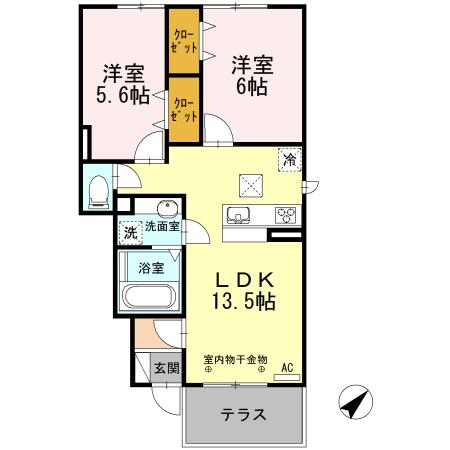 メゾンSAKURA(2LDK/1階)の間取り写真