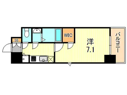 エスリード神戸三宮ラグジェ(1K/2階)の間取り写真