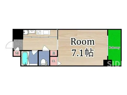 ルミエール日吉(1K/8階)の間取り写真