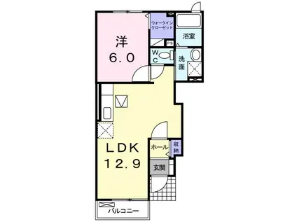 ワンネスサピーA(1LDK/1階)の間取り写真