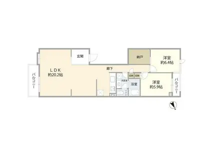 ハイツ向ヶ丘遊園(2LDK/11階)の間取り写真