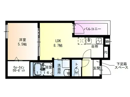 フジパレス春木駅北Ⅱ番館(1LDK/1階)の間取り写真