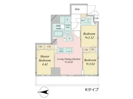 ドゥーエ王子神谷(3LDK/4階)の間取り写真
