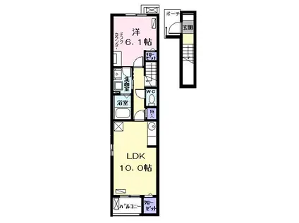 グランツコートKK I(1LDK/2階)の間取り写真