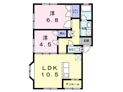 ル・ビジュー(2LDK/2階)の間取り写真