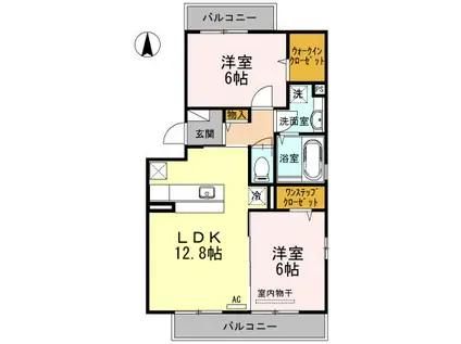 カーサ・ペーラ(2LDK/2階)の間取り写真