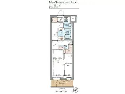 ルミナスつつじヶ丘(1LDK/1階)の間取り写真