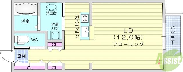サニープレイス小松島(ワンルーム/1階)の間取り写真