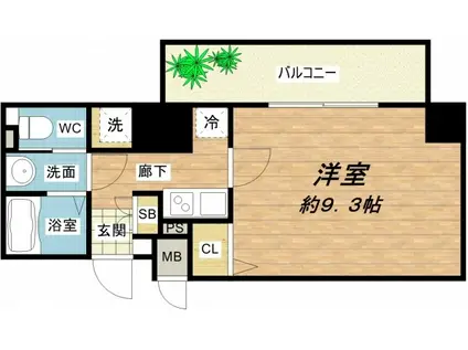 アドバンス大阪城レガーレ(1K/12階)の間取り写真