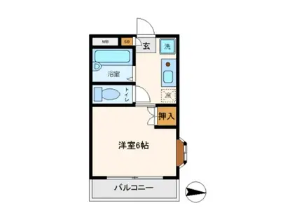 第七ハウス吉田(1K/1階)の間取り写真