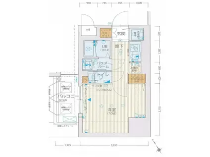 サムティ東難波ECLAT(1K/9階)の間取り写真