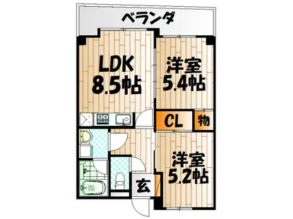 オールセインツ(2LDK/14階)の間取り写真