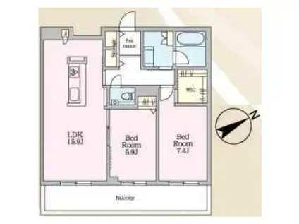 ジュエルコート(2LDK/1階)の間取り写真