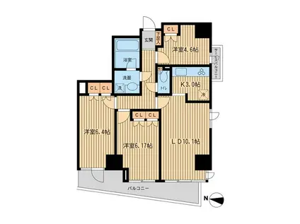 KDXレジデンス千駄木(2SLDK/3階)の間取り写真