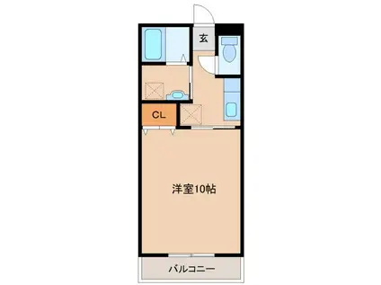 ノースシュアB(1K/2階)の間取り写真