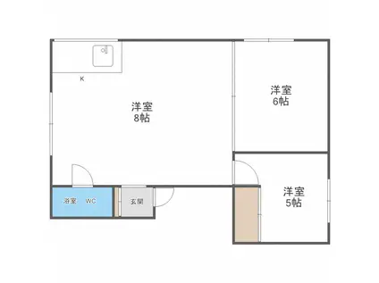 山崎ハイツ(2DK/2階)の間取り写真