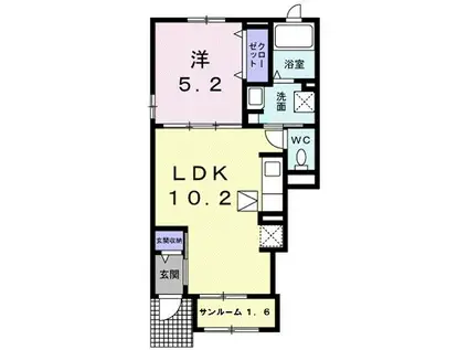 FIORE D(1LDK/1階)の間取り写真