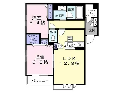 SHAMAISONECRACIE(2LDK/1階)の間取り写真