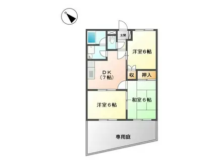 サンフォーレストB(3DK/1階)の間取り写真