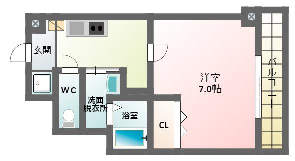 ラフォンテ中野(1K/6階)の間取り写真