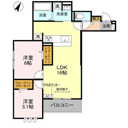 STグランツ(2LDK/2階)の間取り写真