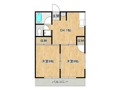 ファミリー5番館(2DK/2階)の間取り写真