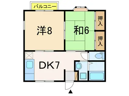 コンフォータブル江陽(2DK/1階)の間取り写真
