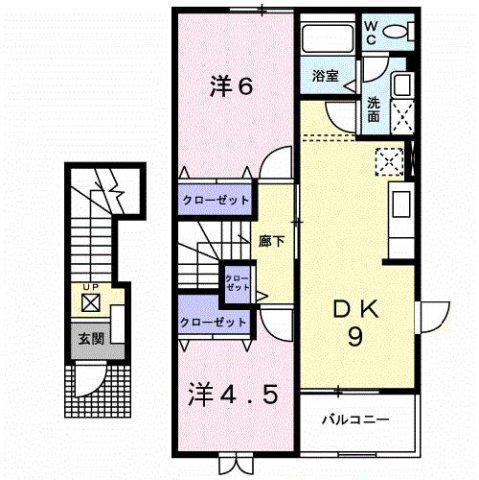 プール・トゥジュールA(2DK/2階)の間取り写真