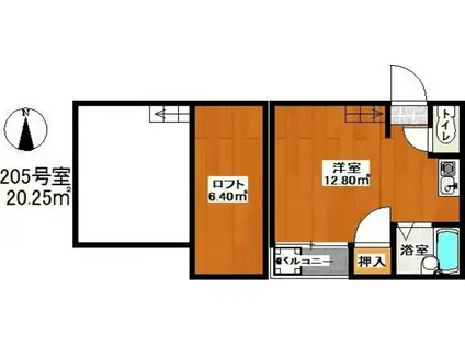 サンスカイ貝塚駅前(ワンルーム/2階)の間取り写真