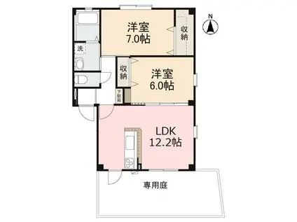 フォブールこうざいA・B(2LDK/1階)の間取り写真