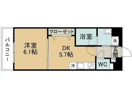 アスコット出花(1DK/3階)の間取り写真